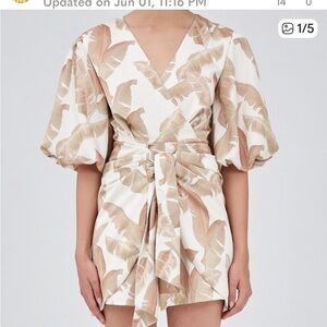 KEEPSAKE the Label silky palm wrap mini dress